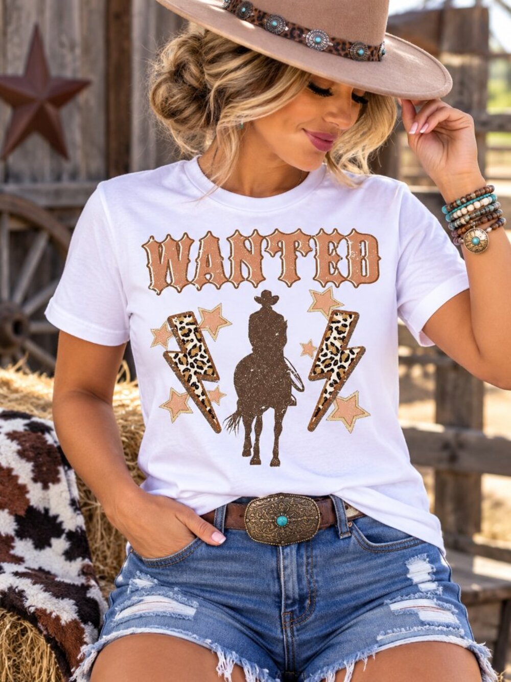 Wanted Western Graphic T Shirt Trendy Western Style Tee Women Gifts White